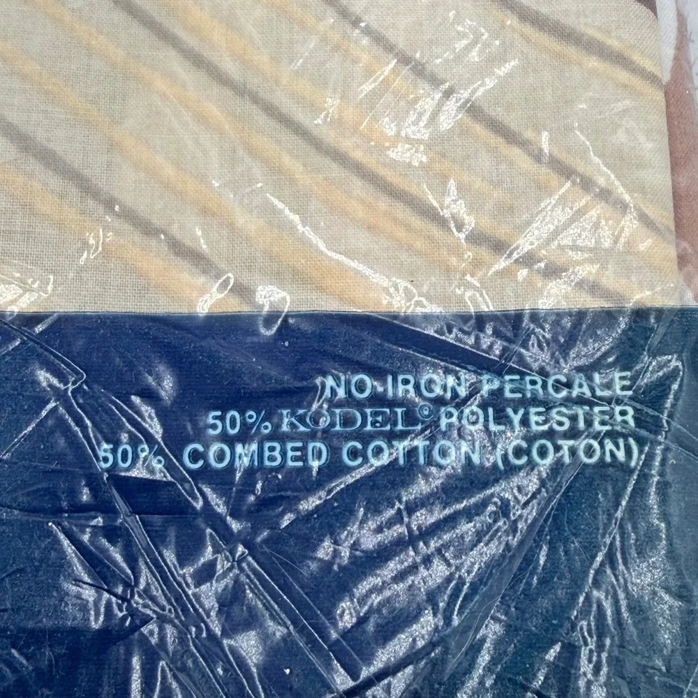 Vintage Burlington Helen Webber Birdscape Twin Flat Sheet MCM Brown Tan NEW